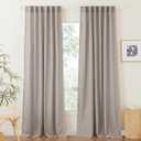 RYB HOME Linen Textured Curtains Semi Sheer Window Curtains Light Filtering Ariy Privacy Sheers for Bedroom Living Room Bathroom Patio Door, Birch Brown, 52 inch Wide x 84 inch Long, 2 Panels