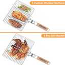 ORDORA Grill Basket, Fish Griling Rack, Rustproof Stainless Steel BBQ Grilling Basket for Meat,Steak etc, Grill Accessories,Grilling Gifts for Men Dad