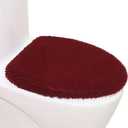 Madeals Chenille Toilet Lid Cover Shag Soft and Absorbent, Comfortable Bathroom Toilet Lid Cover Seat Fits Most Size Toilet Lids for Burgundy