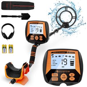 SUNPOW Metal Detector for Adults, Professional Waterproof High Accuracy Metal Detector, 10'' Detection Depth, Pinpoint & Disc & Notch & All Metal & Volume Modes, Strong Anti-Interference-GC-1083