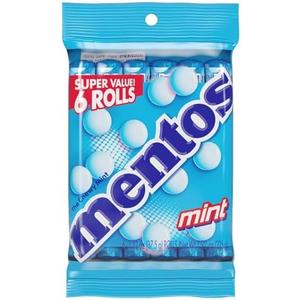 Mentos Chewy Mint Candy Roll, Mint, 14 Pieces Per Roll, 6 Count Party Pack, Set of 2
