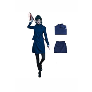 Anime JJK Jujutsu Zenin Maki Cosplay Costume Girls Women Japanese School Uniform Skirt Mai Dress Halloween Outfit (blue 01, Medium)