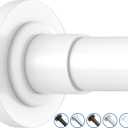 Shower Curtain Rod Adjustable 32-47 Inch, Spring Tension Shower Rods Stainless Steel Telescoping Curtain Rod for Bathroom, No Drilling, No Slip, No Rust, White