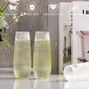HOMIP 36pcs Clear Plastic Champagne Flutes - 9oz Disposable Champagne Flutes Stemless Toasting Glasses, Ribbed Ripple Design (BPA-Free) for Weddings, Bars & Events - Disposable Party Cups