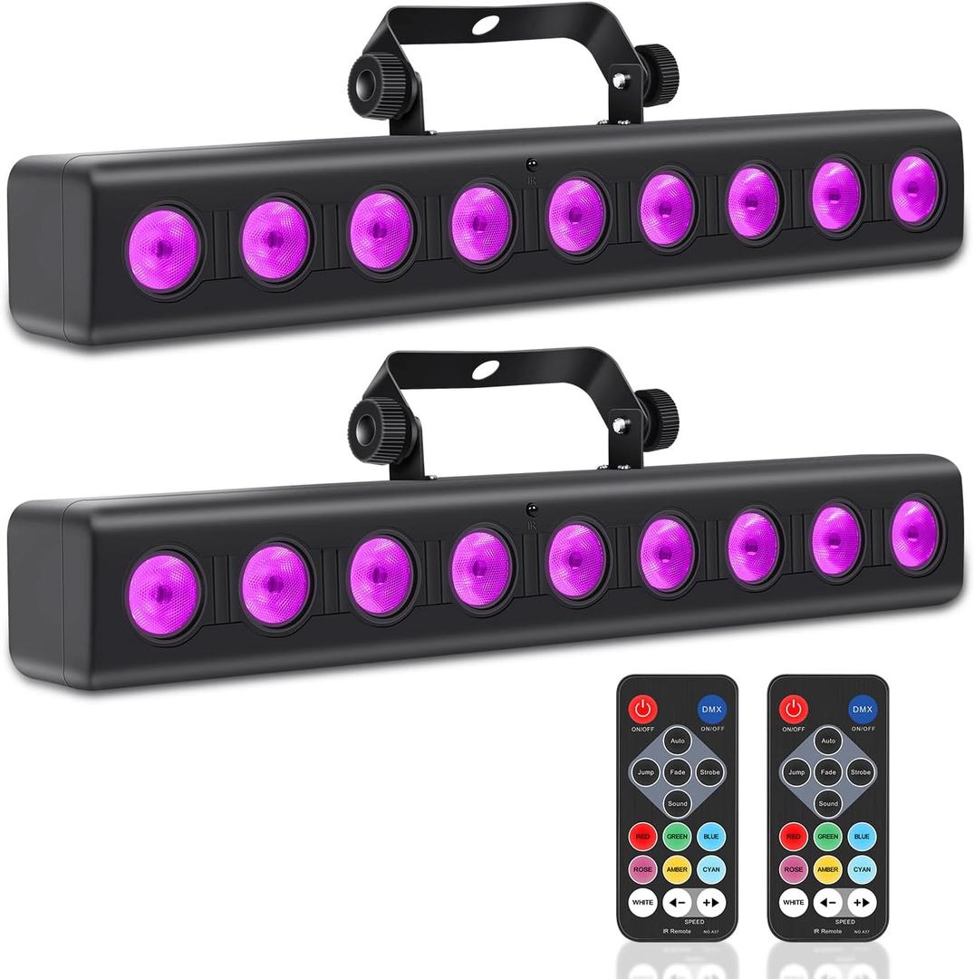 LED Stage Light Bar,50W LED 4in1 RGBW DJ Lights Bar with Remote Control Sound Activated DMX Stage Lighting Uplights for Church Events Wedding Disco Party Stage DJ Lighting 2Pack