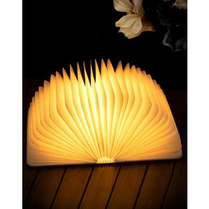 8.3 Inch Wooden Book Lamp, Book Lovers Gifts,Teacher Appreciation Gifts for Women, LED Ambient Lighting, Magnetic Mood Lighting for Home&Library Decor (Walnut) (Large)