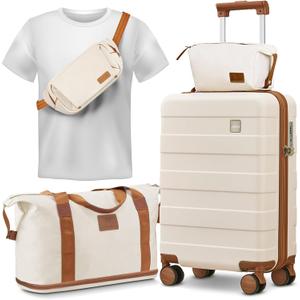 imiomo Carry on Luggage 22x14x9 Airline Approved, Hardside 20 Inch Carry-on Suitcases with Spinner Wheels, Lightweight Travel Luggage Sets with TSA Lock, 4 piece set
