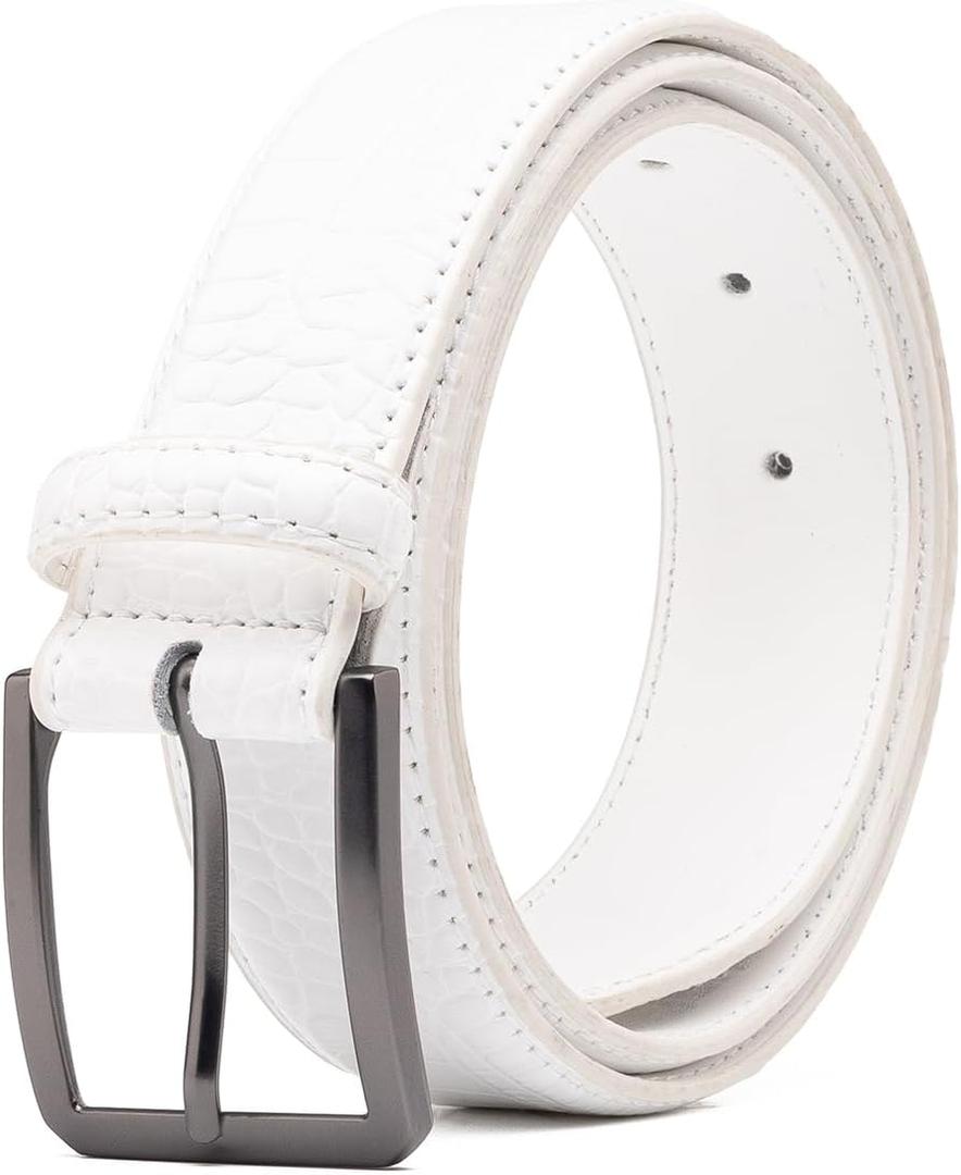 Fabio Valenti Belts for Men,Handmade Genuine Leather Men's Belt Classic and Fashion Designs (32/34, White)