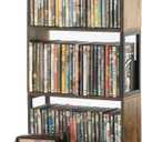 Aquzee CD Storage Rack, Wooden DVD Shelf, CD Holder with Adjustable Dividers, DVD Tower Rack, Media Storage Shelf for CDs/DVDs, Books, Video Games, Suitable for Living Room, Bedroom, Home Office