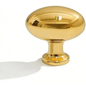 khtumeware 100% Solid Unlacquered Brass Vintage Retro Classic Knobs Cabinet 1-1/2 inch Diameter Egg Knobs for Kitchen Cabinets,Bathroom Dressers and Cupboards(5,Oval knob)