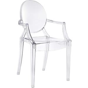 Modway Casper Modern Acrylic Stacking Kitchen and Dining Room Arm Chair in Clear - Fully Assembled, One Dining Armchair