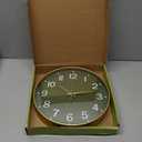 HZDHCLH Wall Clocks Battery Operated, 12 inch Silent Non Ticking Modern Wall Clock for Living Room Bedroom Kitchen Office Classroom Decor (Olive Green and Gold)