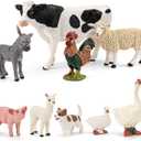 9PCS Realistic Farm Animal Toys for Toddlers, Educational Learning Plastic Farm Toy Animal Figure Set Playset Including Cow Sheep Pig Dog Figurines for Kid Valentine's Day Gifts for Kids