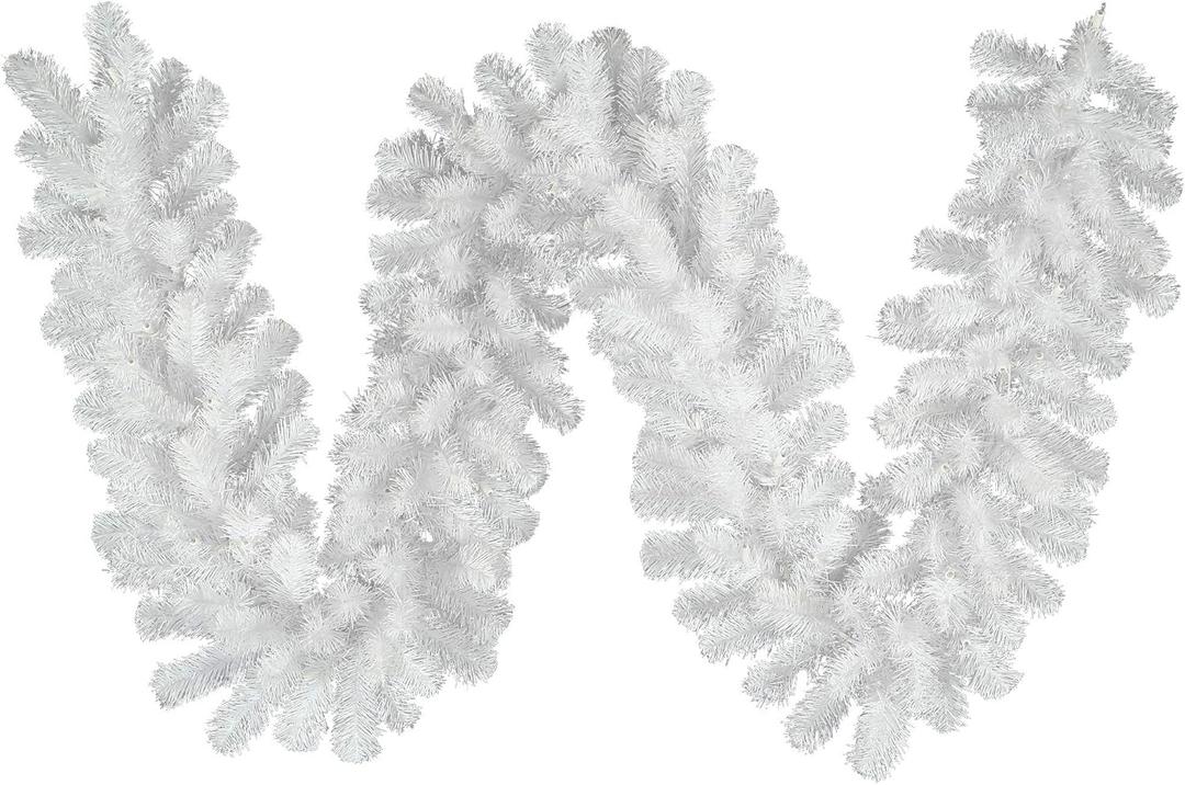 Vickerman 9' Crystal White Spruce Artificial Christmas Garland - Unlit - Faux Spruce Christmas Garland - Seasonal Indoor Home Decor - Reliable and Durable