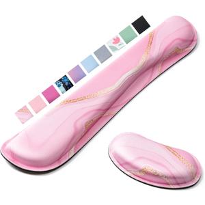 Hoewina Keyboard Wrist Rest,Ergonomic Wrist Rest,Superfine Fabric and Gel Memory Foam Wrist Pad for Computer Keyboard for Easy Typing & Pain Relief, Suitable for Office, Family, Outdoor, Pink Marle