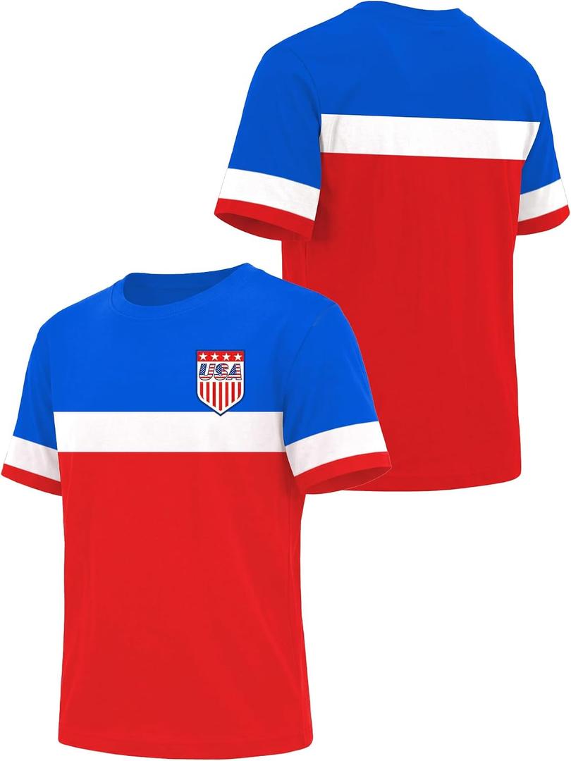 Boys Girls Soccer Jerseys Football Training Shirt for Youth Sports Fans Blue Red 10 Years