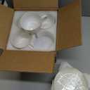 MALACASA 8 OZ Cappuccino Cups with Saucers Set of 4 - Ceramic Stackable Tea Cups and Saucers, Embossment Coffee Mugs for Tea, Latte and Mocha, Dishwasher Safe, Arctic white