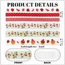 Strawberry Grosgrain Ribbon 6 Pack 18 Yards, Cupcake Berry Vine Gingham Polka Dot, 4/5 and 3/8 Inch for Gift Wrapping Bow Making Hair Accessories Crafts