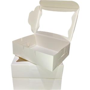 Bubbley White Paper Bakery Boxes - 25-Pack Pastry Boxes with Window for Cookies, Chocolate Covered Strawberries, Macarons, and Muffins, Dessert Disposable Packaging, 8 x 6 x 2.5 Inches