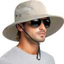PFFY Sun Bucket Hats for Men Women 3 Wide Brim UPF 50+ Fishing & Beach Hat