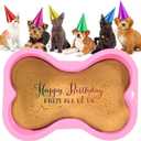 HINMAY Dog Birthday Cake Mold Silicone Bone Shape Cake Pan with Decorating Pen (Pink, 10")