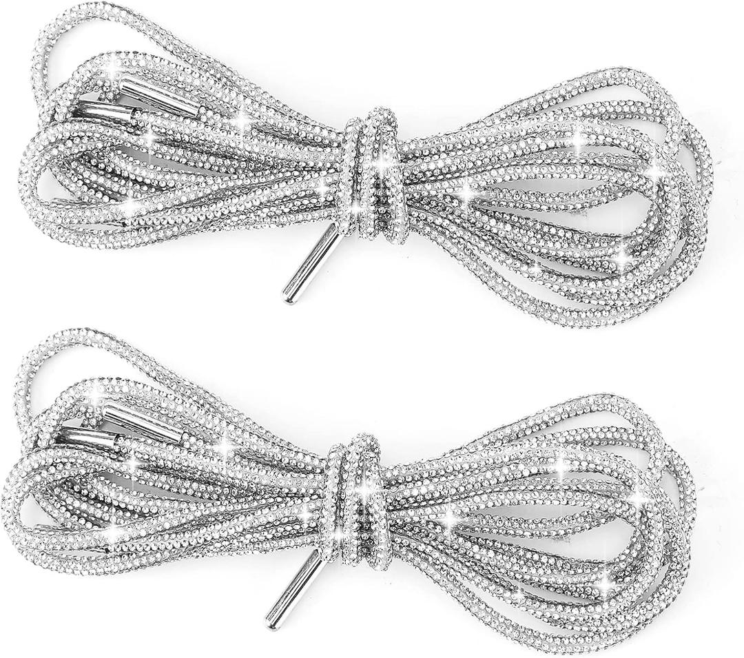 Glitter Rope 2PCS Glitter, Rhinestone Rope Shoe Strings Shiny Hoodie String Replacement Drawstring Cords for Sweatpants Trunks Bags Accessories