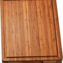 Bamboo Wood Cutting Board for Kitchen, Cheese Chopping Board, Butcher Block, 1.2" Thick with Hidden Side Handles and Juice Grooves (Carbonized)