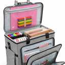 Rolling Craft Bag with Detachable Trolley, Rolling Teacher Tote Bag with Wheels for Women, Large Scrapbooking Storage Organizer Fits 15.6" Laptop & 12x12 Album for Art Supplies, Office(Grey)