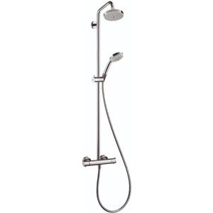 hansgrohe Croma Sliding Height Adjust Air Infusion, Rain AirPower Spray, QuickClean Showerpipe Shower Set in Chrome, 27169001 Small