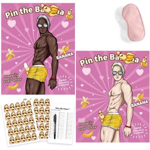Bridal Shower Bachelorette Party Games, Pin the Banana on The Hunk Game Bridal Shower Wedding Engagement Party Games Girls Night, Pack of 3