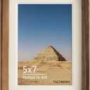 Natural Wood Photo Frames Inspired Tabletop Picture Frame with Mat, Vertical or Horizontal Display (Walnut, 5x7 matted to 4x6)