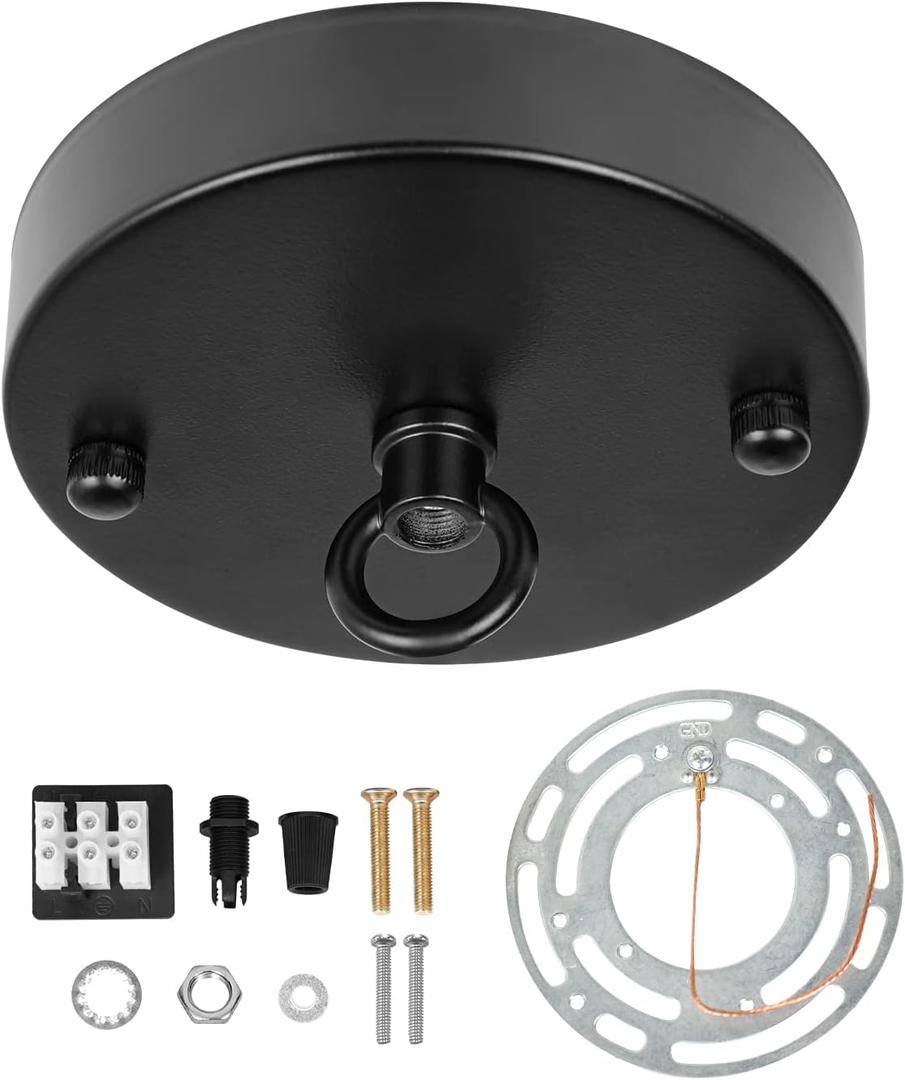 4.7 Inches Industrial Black Ceiling Light Canopy, Pendant Light Plate Cover, Iron Metal Round Canopy Kit for Chandelier Hanging Lamp Lighting Fixture Mounting Hardware (Surface Hanging) 4.7 Inches Industrial Black Ceiling Light Canopy, Pendant Light Plate Cover, Iron Metal Round Canopy Kit for Chandelier Hanging Lamp Lighting Fixture Mounting Hardware (Surface Hanging)
