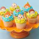 CoComelon Playtime Rings | 24 Cupcake Toppers Featuring JJ, YoYo & TomTom | DecoPac CoComelon Cake Decorations, Food Safe & Ready To Use - 24 Pack