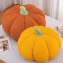 Pumpkin Pillows 3D Fall Pumpkin Throw Pillows Decor Cute Fall Bedroom Decor for Thanksgiving Halloween Christmas Winter Home Sofa Supplies (Yellow+Brown)