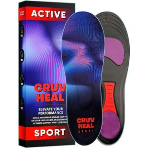 CRUVHEAL Sport Shock Absorbing Insoles - Basketball Athletic Shoe Cushioning Inserts Men Women - Ideal for Active Sports Running Training - Neutral Arch for Sneakers Shoes (M, Indigo)