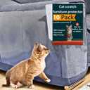 Anti Cat Scratch Furniture Protector, 10-Pack Couch Protector from Cat Claws - Heavy-Duty, Easy-to-Apply Scratching Deterrent and Shield for Sofa Corners, Walls, Doors- with 50 Twist Pins (10-Pack + 50 Pins)