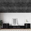 WOWSTAR 12-Pack 24"x24" Drop Ceiling Tiles, Waterproof Glue Up Vintage Style 3D Ceiling Tiles, Black