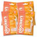 Plackers OrthoPick Floss Picks Designed for Braces, Tuffloss Made Without PTFE, FlipPick Clean Between Brackets, 36 Count (4 Pack)