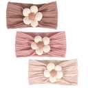 MIUXUESO 2 Pcs Baby Flower Headbands Baby Girls Nylon Headband Soft Hairbands Hair Accessories for Newborn Infant Toddler Kids (Beige Pink)