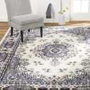 Home Dynamix Premium Sakarya Traditional Medallion Border Area Rug, Porcelain, 7'8"x10'7" Rectangle (Ivory/Blue)