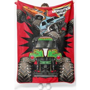 Jay Franco Kids Plush Throw Blanket  Soft & Cozy Fleece Throw for Bedroom & Couch Dcor, Official Licensed Product, Red - Monster Jam, 46x60 - Throw Blanket