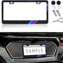 Matte License Plate Frames for BMW Aluminum Alloy 3 Color License Plate Cover Holder fits for All BMW License Plates Sports Logo Universal License Plate Covers Accessories for Front and Rear Car Tags