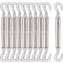 Turnbuckle 10pcs 304 Stainless Steel Turnbuckle Hook and Hook Heavy Duty Tensioner Adjustable Shade Sail Hardware for Tightening up Metal Cable Wire 5/32 1/4 5/16 3/8 1/2"