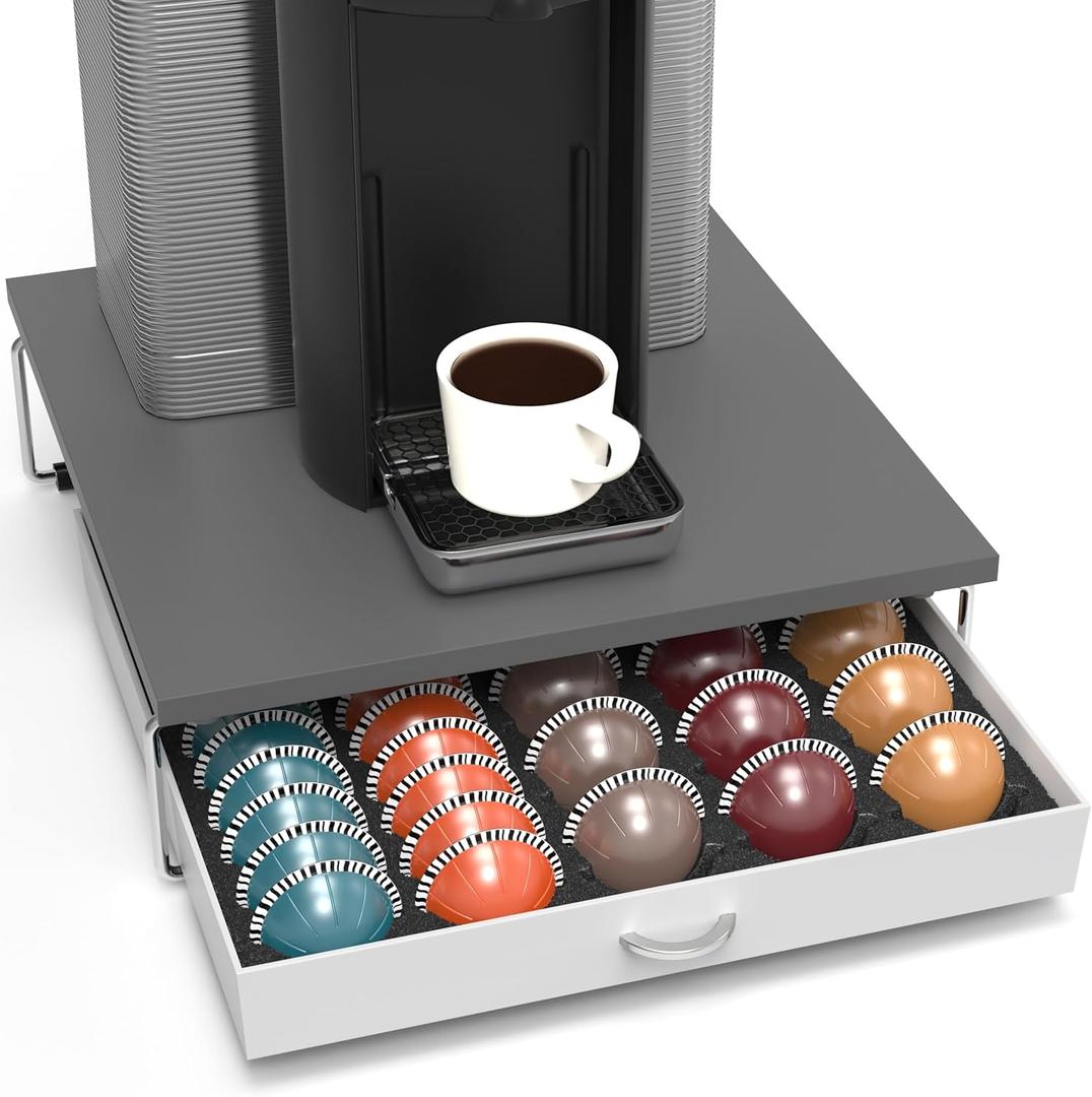 DecoBrothers Supreme Vertuoline Drawer, Holds with 30 Big or 60 Small Vertuoline Pods, Grey (60 pcs Capacity)