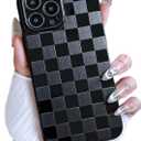 MINSCOSE for iPhone 13 Pro Max Case Aesthetic Checkered Plaid Checkerboard Design Pattern,Trendy Slim TPU Shockproof Protective Full Camera Protection Phone Cover-Black