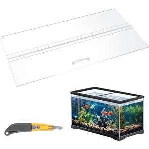 Sieral Aquarium Polycarbonate Canopy Set 23.07 x 11.69 x 0.12 Inch for 15/20H/55 Gallon Without Center Brace Aquariums Cover Fish Tank Lid with a Hook Knife, Clear