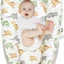 JIFTOK Baby Nests Lounger for Newborn, Snuggle Sleeping Bassinet for 0-24M, Breathable Portable Co Sleeping Bed, Baby Essentials Adjustable Infant Soft Cotton Loungers for Home & Travel -Dinosaurs