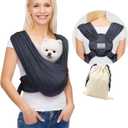 Dog Carrier for Small Dogs, Front Facing Dog Carrier Sling, Hands Free Cat Sling, Size Adjustable, Reducing Back Pain, Soft Cotton, Premium Dog Sling Carrier (Regular, Charcoal Black)