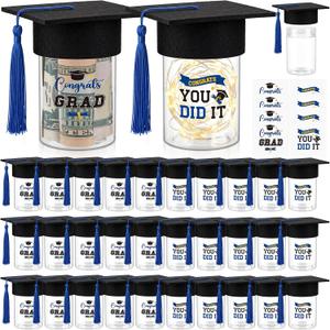 Funnymoom 30 Sets Graduation Candy Tubes Graduation Candy Jar Grad Party Favors Guests Box Containers with Tassel Grad Cap and Sticker for 2026 Ceremony Party Gifts Supplies DIY(Blue)
