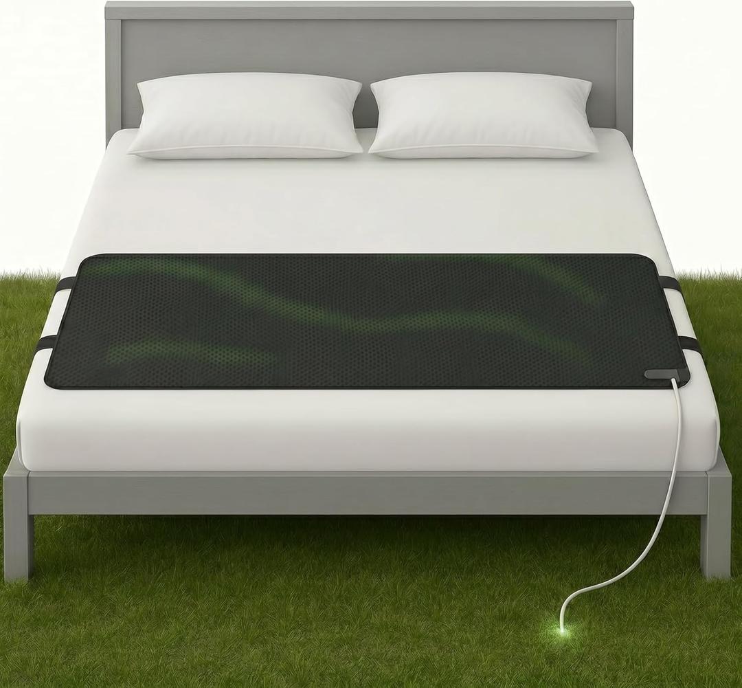 Grounding Mat for Bed (King/Queen/Full/Twin) - Earthing Grounding Pad, Soft Breathable Conductive Carbon Sleep Mat, Better Sleep & Muscle Relaxation, Anti-Slip Durable, Easy Setup, Gift Box Included (Black)
